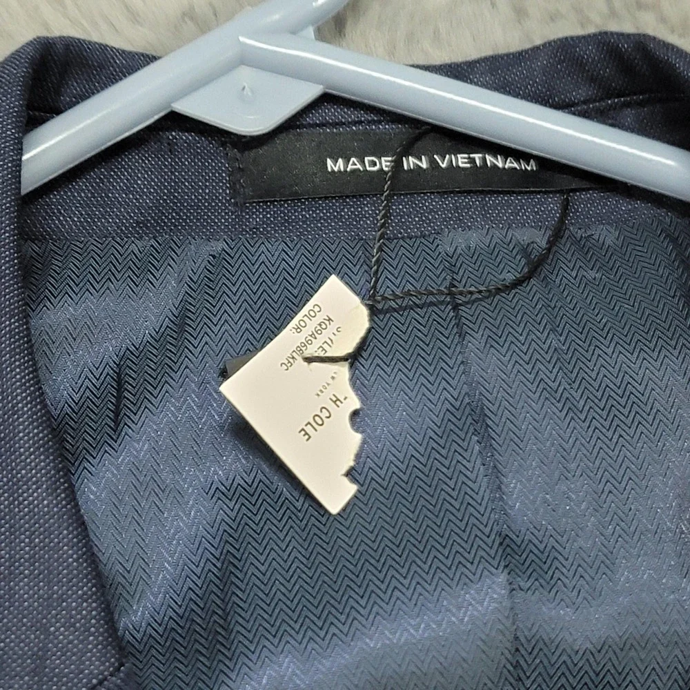 Kenneth Cole Blazer Mens 44L (Fits 42L) Blue Wool Stretch Awearness Suit Jacket